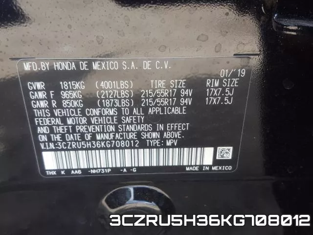 3CZRU5H36KG708012 фото 2