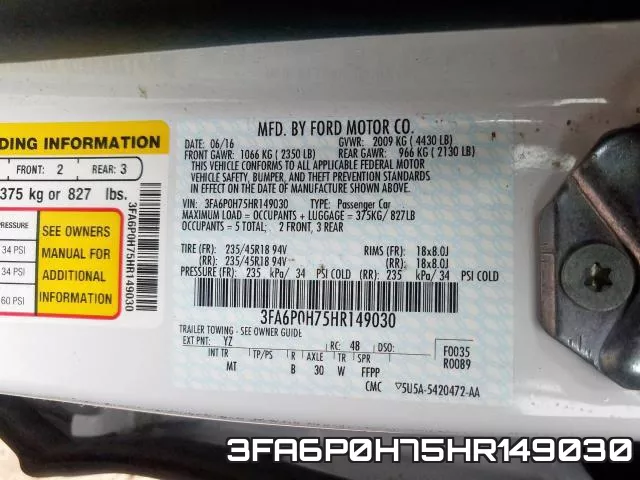 3FA6P0H75HR149030 фото 2
