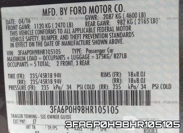 3FA6P0H98HR105105 фото 10