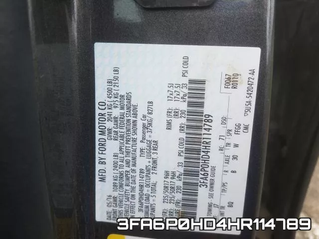 3FA6P0HD4HR114789 фото 2