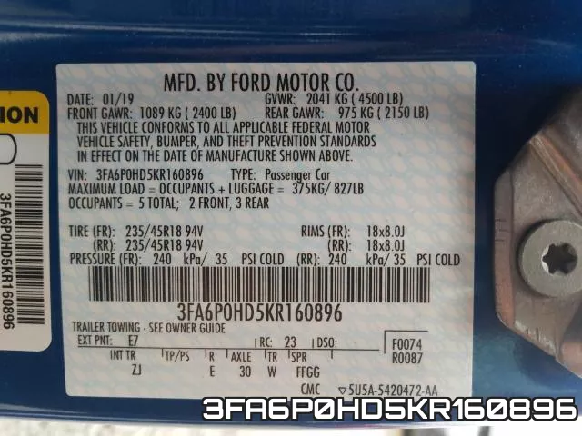 3FA6P0HD5KR160896 фото 2