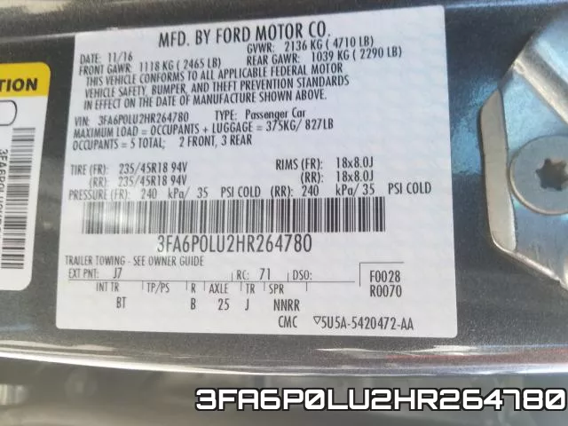 3FA6P0LU2HR264780 фото 2