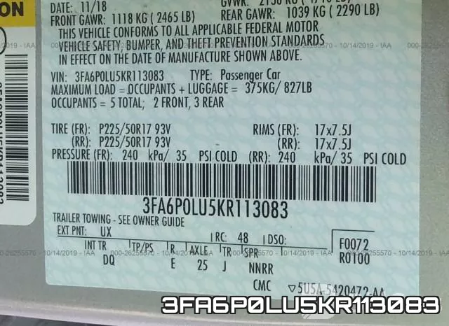 3FA6P0LU5KR113083 фото 10