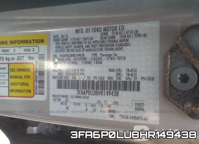 3FA6P0LU8HR149438 фото 10