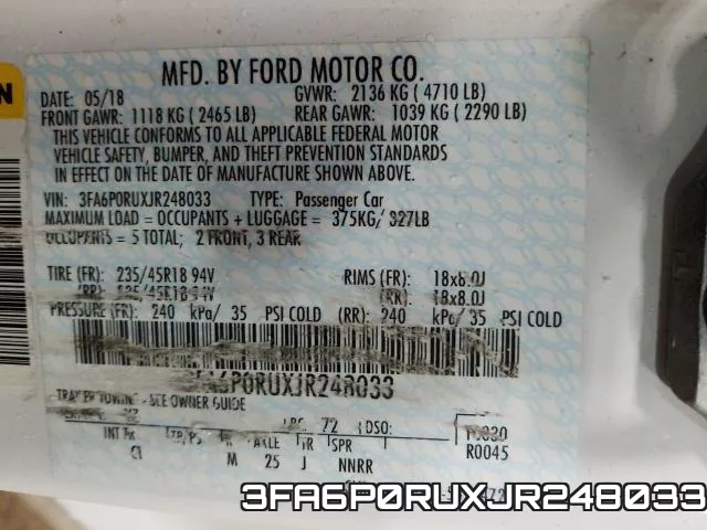 3FA6P0RUXJR248033 фото 2