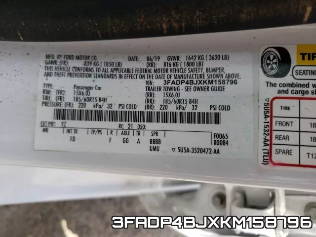 3FADP4BJXKM158796 фото 2