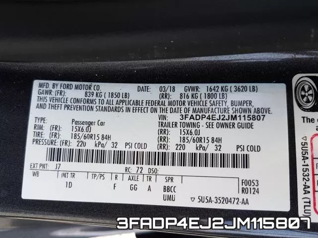 3FADP4EJ2JM115807 фото 2