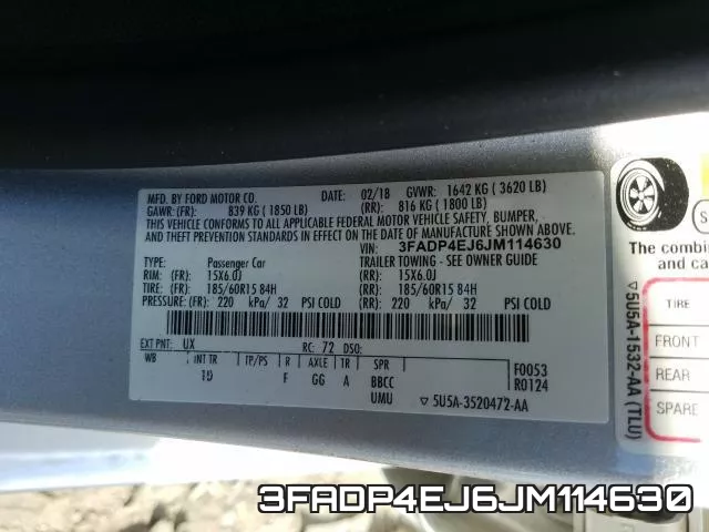 3FADP4EJ6JM114630 фото 2