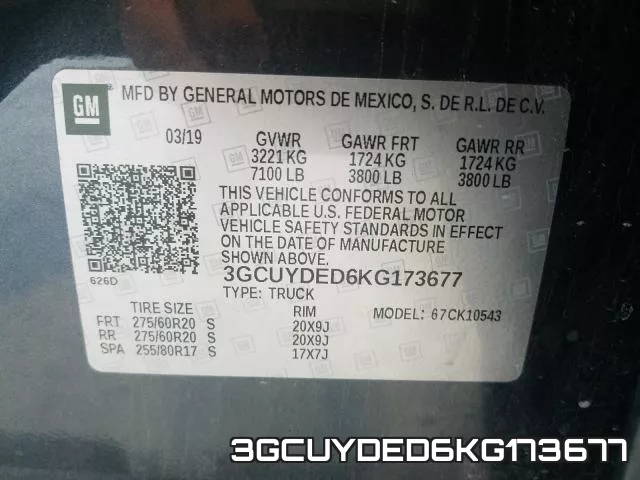 3GCUYDED6KG173677 фото 2