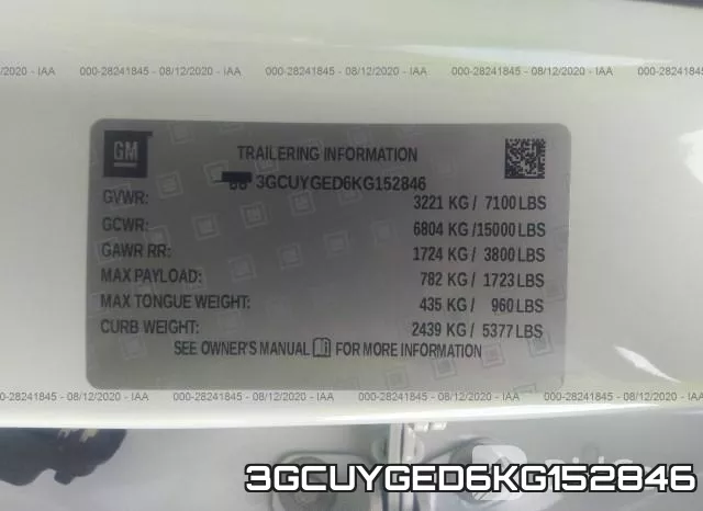 3GCUYGED6KG152846 фото 10