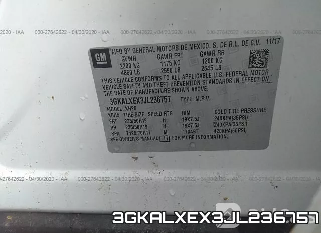 3GKALXEX3JL236757 фото 10