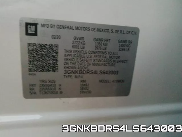 3GNKBDRS4LS643003 фото 2