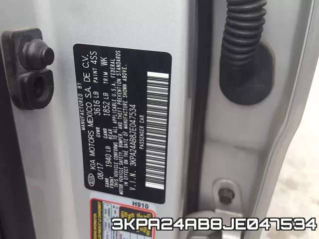 3KPA24AB8JE047534 фото 2