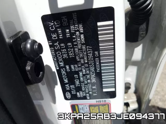 3KPA25AB3JE094377 фото 2