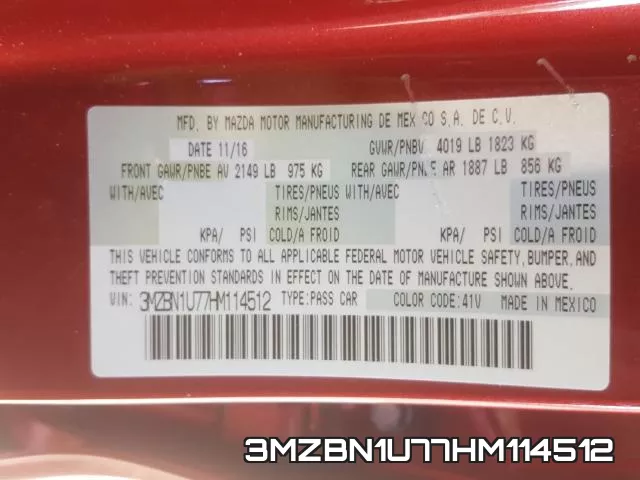 3MZBN1U77HM114512 фото 2