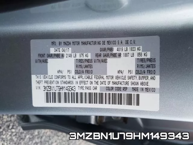 3MZBN1U79HM149343 фото 2