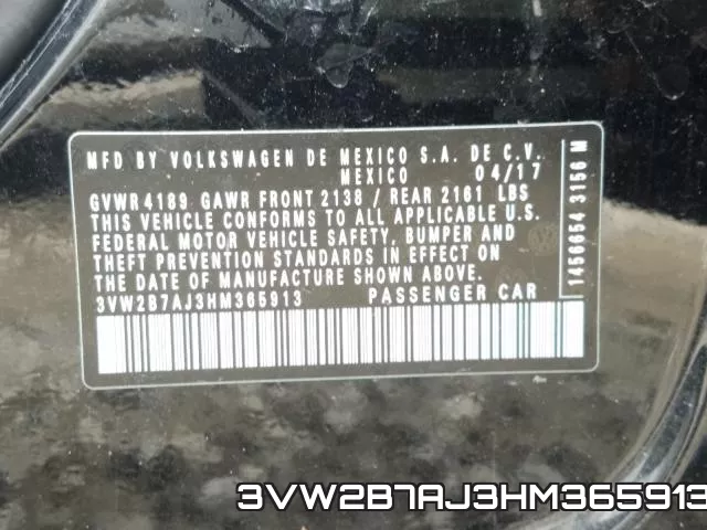 3VW2B7AJ3HM365913 фото 2