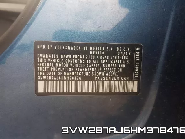 3VW2B7AJ6HM378476 фото 2