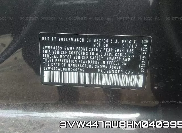 3VW447AU8HM040395 фото 10