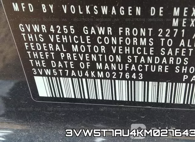 3VW5T7AU4KM027643 фото 10
