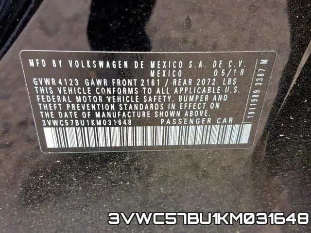 3VWC57BU1KM031648 фото 2