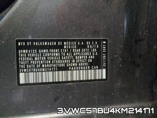 3VWC57BU4KM214171 фото 2