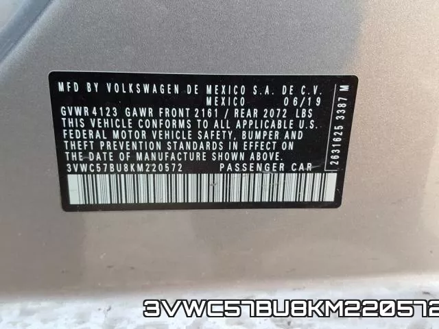 3VWC57BU8KM220572 фото 2