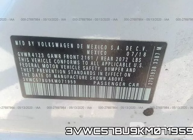3VWC57BU9KM071959 фото 10