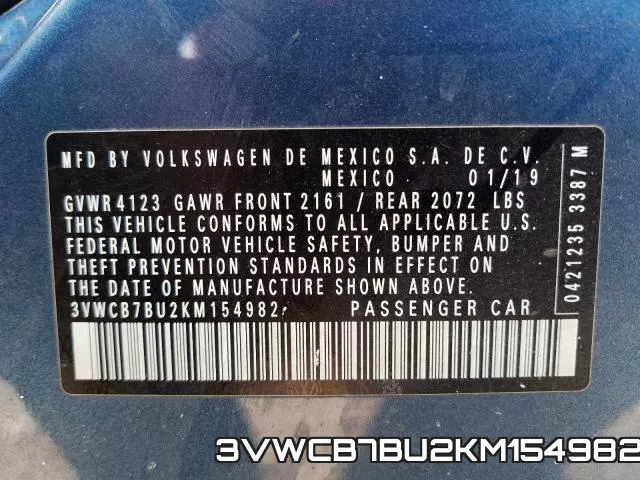 3VWCB7BU2KM154982 фото 2