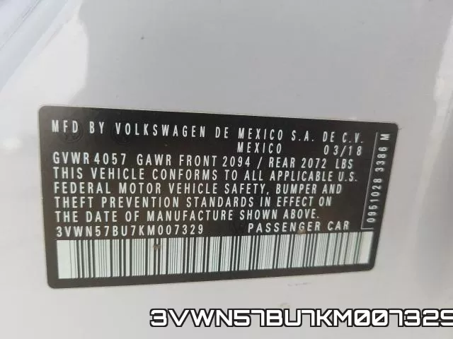 3VWN57BU7KM007329 фото 2