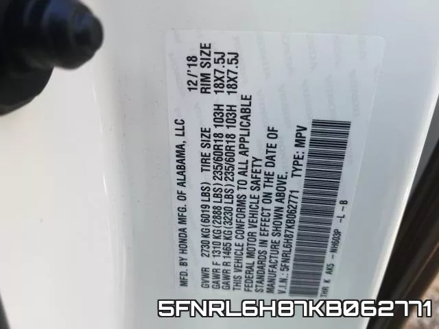 5FNRL6H87KB062771 фото 2