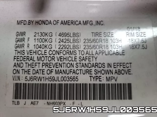 5J6RW1H59JL003565 фото 2
