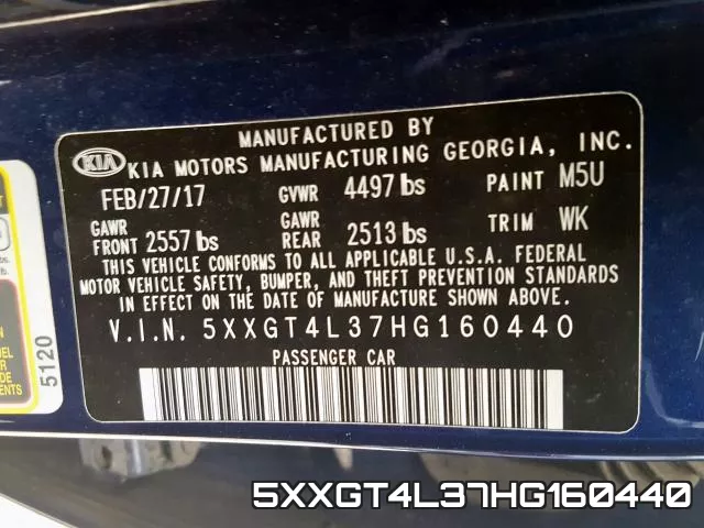 5XXGT4L37HG160440 фото 2