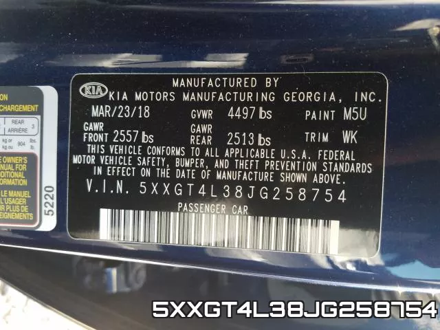5XXGT4L38JG258754 фото 2