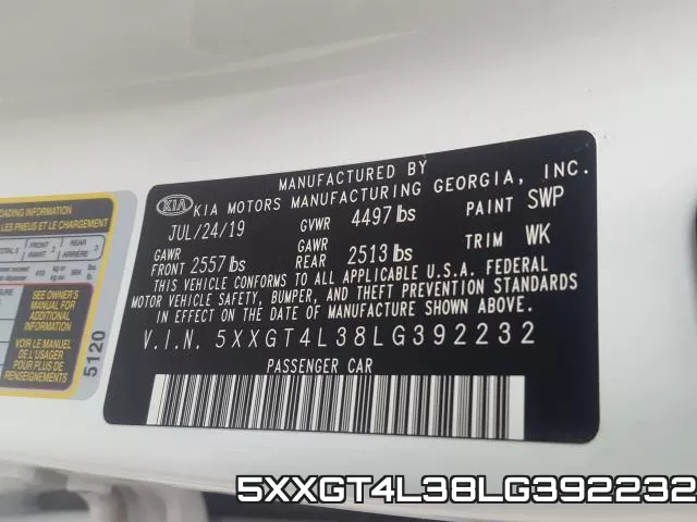 5XXGT4L38LG392232 фото 2