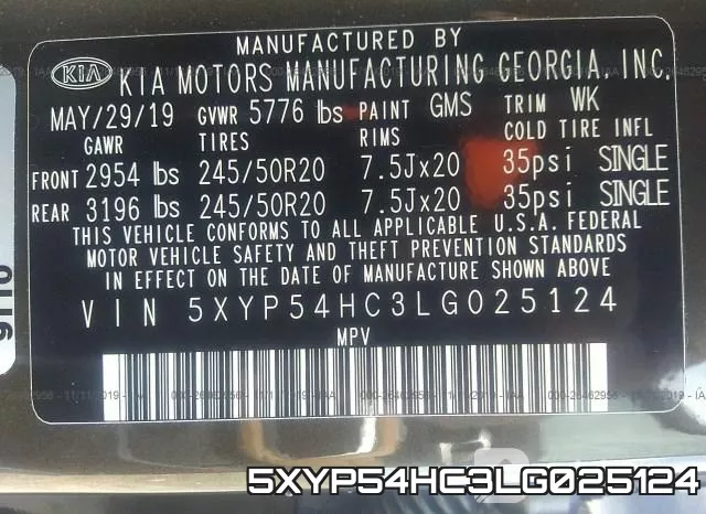 5XYP54HC3LG025124 фото 10