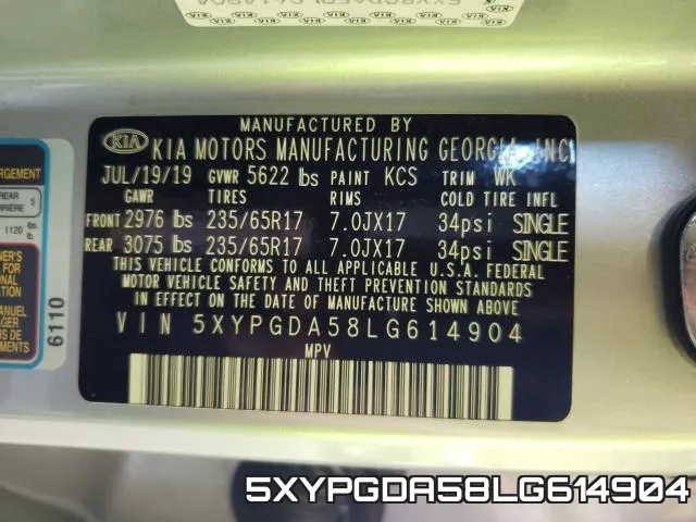 5XYPGDA58LG614904 фото 2
