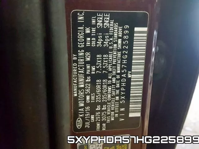 5XYPHDA57HG225899 фото 2