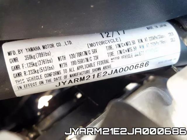JYARM21E2JA000686 фото 2