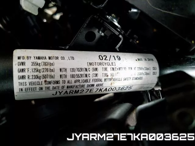 JYARM27E7KA003625 фото 2