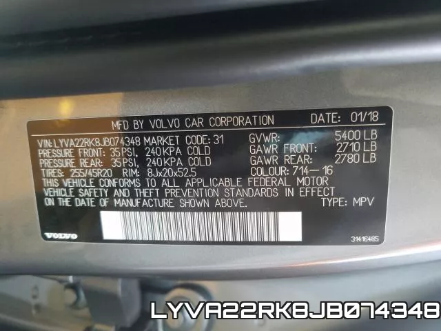 LYVA22RK8JB074348 фото 2