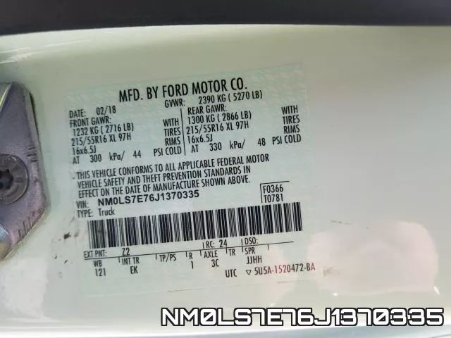 NM0LS7E76J1370335 фото 2