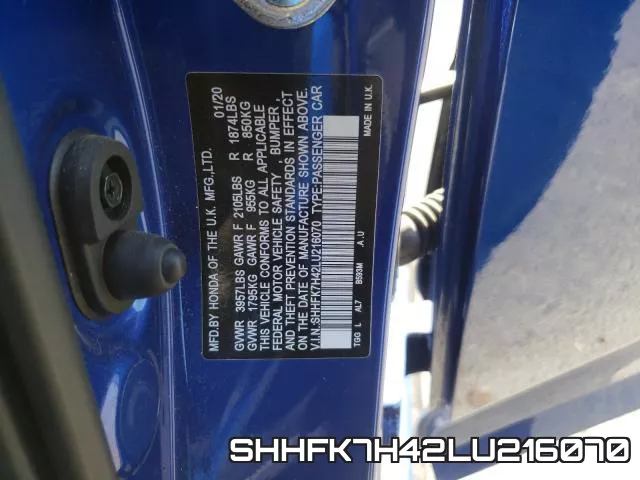 SHHFK7H42LU216070 фото 2
