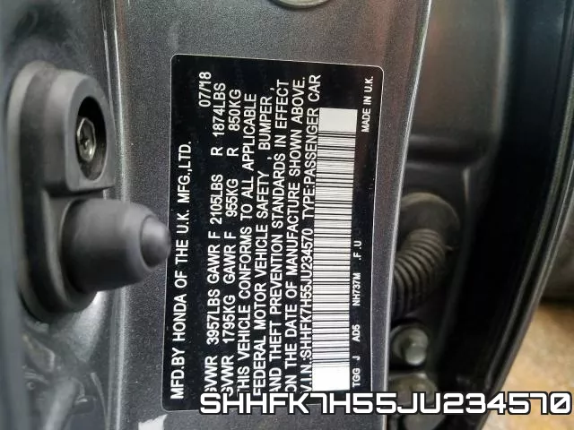 SHHFK7H55JU234570 фото 2