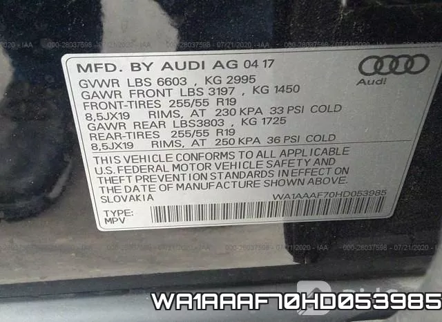 WA1AAAF70HD053985 фото 10