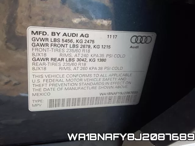 WA1BNAFY8J2087689 фото 2