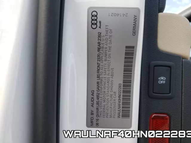 WAULNAF40HN022283 фото 2
