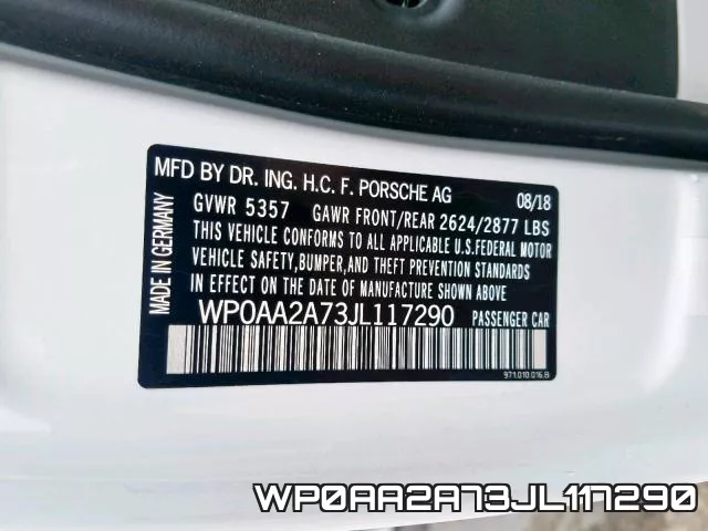 WP0AA2A73JL117290 фото 2