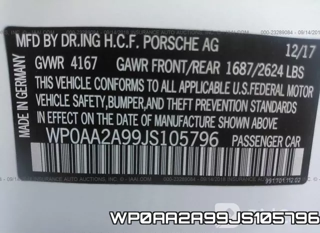 WP0AA2A99JS105796 фото 10