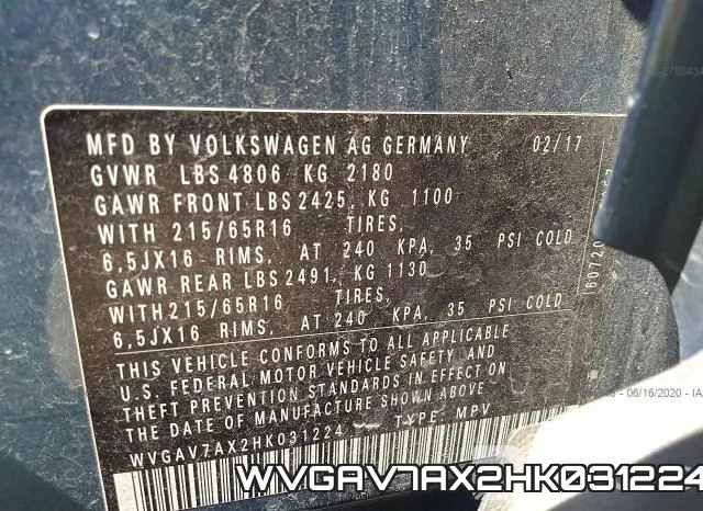WVGAV7AX2HK031224 фото 10